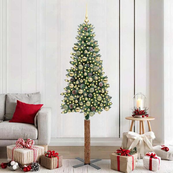 vidaXL &Aacute;rbol de Navidad Delgado con 300 LED con soporte Verde 210 cm