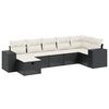 vidaXL Set de comedor de jard&iacute;n 7 pzas y cojines rat&aacute;n sint&eacute;tico negro