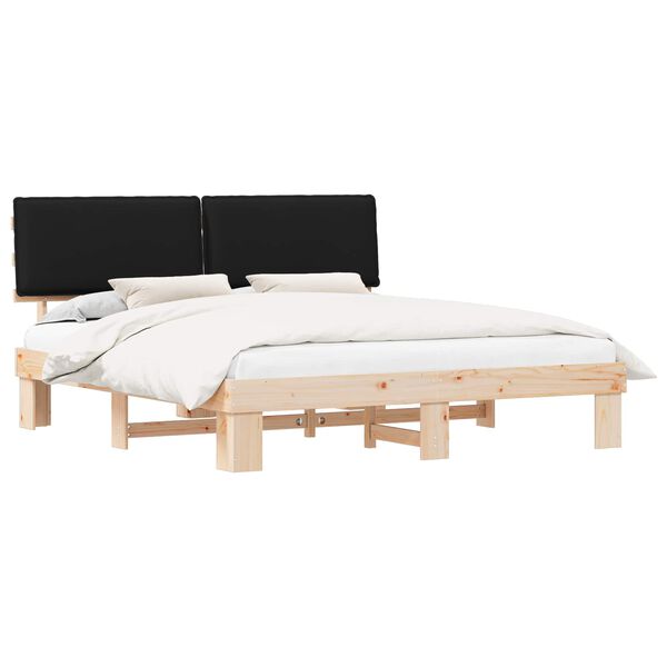 vidaXL Estructura de Cama con Cabecera Tapizada Negro 200 x 200 cm
