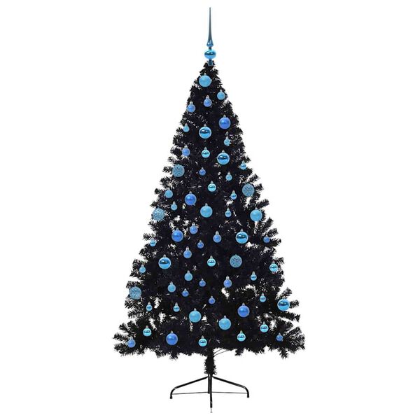 vidaXL &Aacute;rbol de Navidad Artificial Preiluminado Negro 180 cm PVC