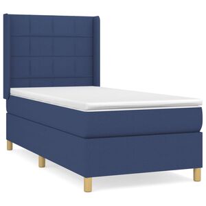 vidaXL Cama box spring con colch&oacute;n tela azul 90x190 cm