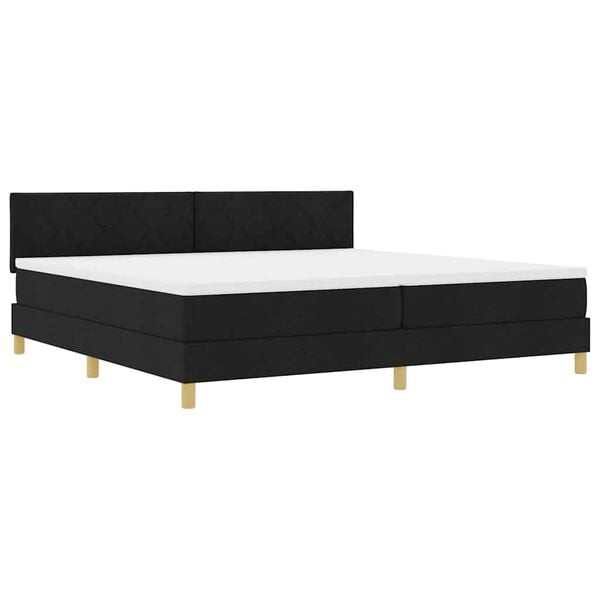 vidaXL Cama Box Spring LED con colch&oacute;n con LED Negro 200 x 200 cm tela