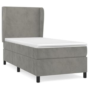 vidaXL Cama box spring con colch&oacute;n terciopelo gris claro 90x190 cm