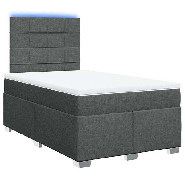 vidaXL Cama box spring con colch&oacute;n tela gris oscuro 120x200 cm