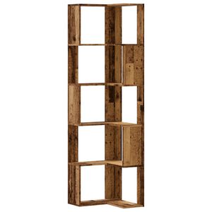 vidaXL Estanter&iacute;a de esquina 5 niveles madera envejecida 50x50x179 cm