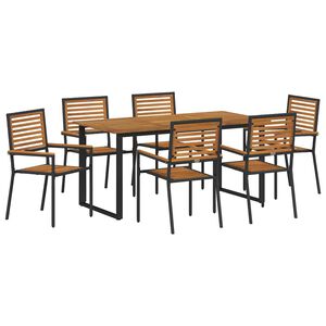 vidaXL Conjunto de Comedor de Jard&iacute;n 7 uds. Negro