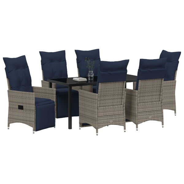 vidaXL Conjunto de Comedor de Jardín 7 pcs Gris ratán sintético