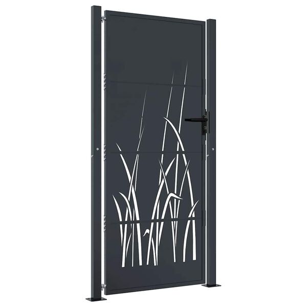 vidaXL Puerta de jardín antracita 100x200 cm acero diseño hierba
