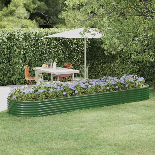 vidaXL Jardinera arriate acero galvanizado verde 396x100x36 cm