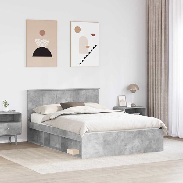 vidaXL Estructura de cama Concreto 140 x 190 cm Madera de pino macizo