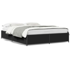 vidaXL Estructura de cama madera de ingenier&iacute;a y metal negro 140x190cm