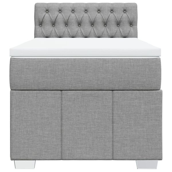 vidaXL Cama box spring con colch&oacute;n tela gris claro 90x200 cm