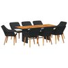 vidaXL Conjunto de Comedor de Jardín con cojín 9 pcs Negro y marrón