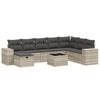 vidaXL Set muebles jard&iacute;n 9 pzas y cojines rat&aacute;n sint&eacute;tico gris claro