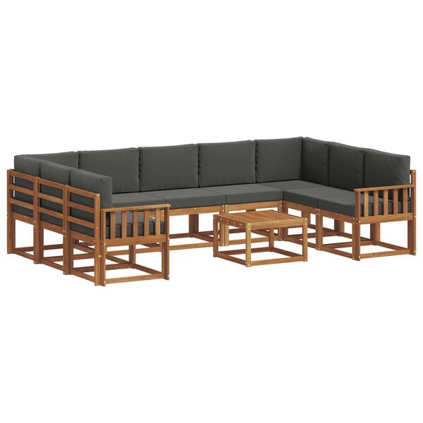 vidaXL Conjunto de sof&aacute;s de exterior 10 pcs Natural y Antracita