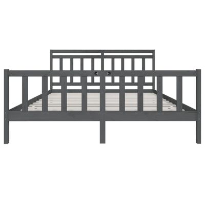 vidaXL Estructura de cama de madera maciza gris super king 180x200 cm