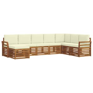 vidaXL Conjunto de sof&aacute;s de exterior con coj&iacute;n 8 pcs Natural y Crema