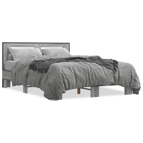 vidaXL Estructura cama madera ingenier&iacute;a metal gris Sonoma 120x200 cm