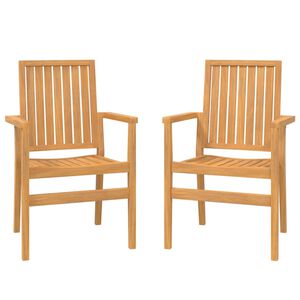 vidaXL Sillas de jard&iacute;n apilables 2 uds madera de teca 56,5x57,5x91 cm