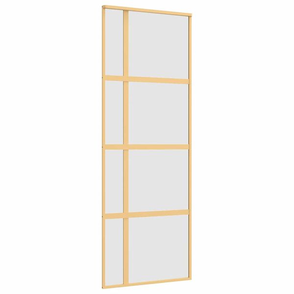 vidaXL Puerta corredera dorada vidrio ESG esmerilado aluminio 76x205cm