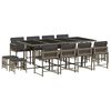 vidaXL Set comedor de jard&iacute;n con cojines 13 pzas rat&aacute;n sint&eacute;tico gris