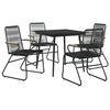 vidaXL Juego de comedor de jardín 5 piezas ratán PVC negro