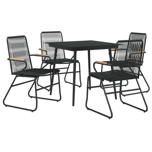 vidaXL Juego de comedor de jardín 5 piezas ratán PVC negro