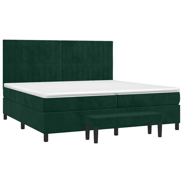 vidaXL Cama box spring con colch&oacute;n terciopelo verde oscuro 200x200 cm