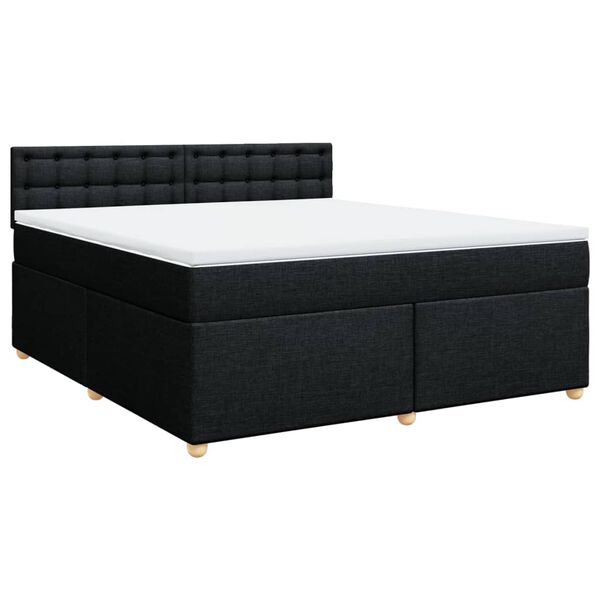 vidaXL Cama box spring con colch&oacute;n tela negro 180x200 cm