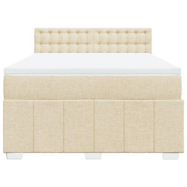 vidaXL Cama box spring con colch&oacute;n tela color crema 140x200 cm