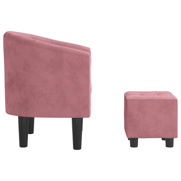 vidaXL Sill&oacute;n con taburete terciopelo rosa