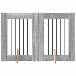 vidaXL Puerta de perro con soportes 2 pcs Gris Sonoma 60 x 80 cm