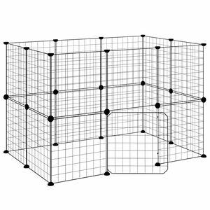 vidaXL Jaula para mascotas de 20 paneles puerta acero negro 35x35 cm