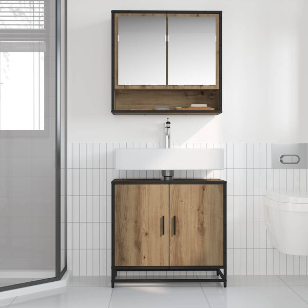 vidaXL Mueble de lavabo para ba&ntilde;o Roble artisan 65 x 33 x 60 cm
