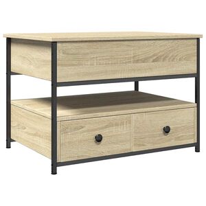 vidaXL Mesa de centro madera ingeniería metal roble Sonoma 70x50x50 cm