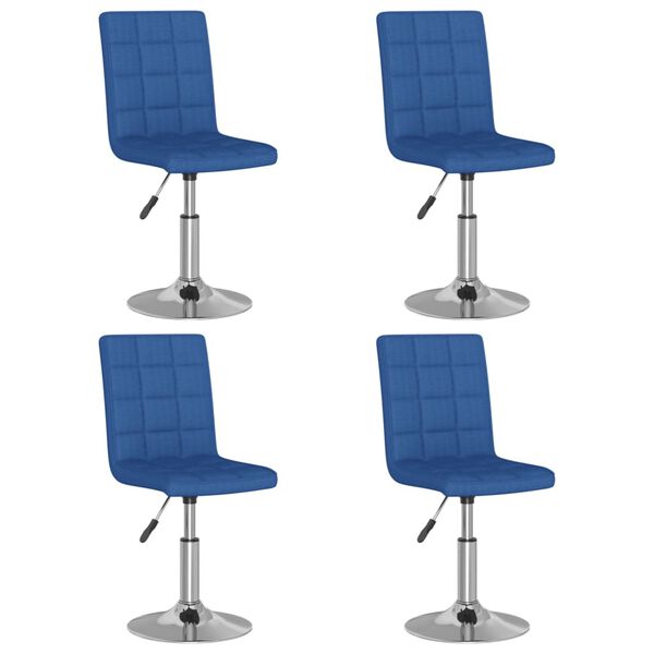 vidaXL Sillas de comedor giratorias 4 unidades tela azul