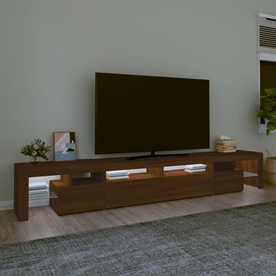 vidaXL Mueble de TV con luces LED marrón roble 260x36,5x40 cm