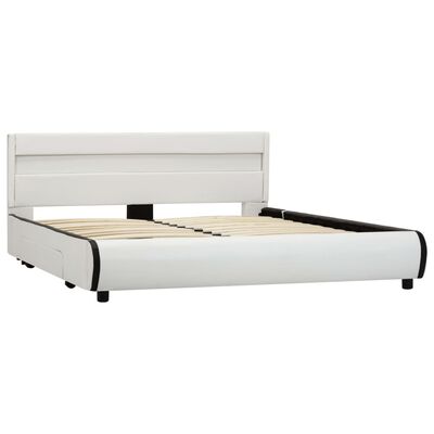 vidaXL Estructura de cama con LED de cuero sintético blanco 140x200 cm