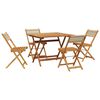 vidaXL Set de comedor jard&iacute;n 5 pzas polipropileno madera maciza beige