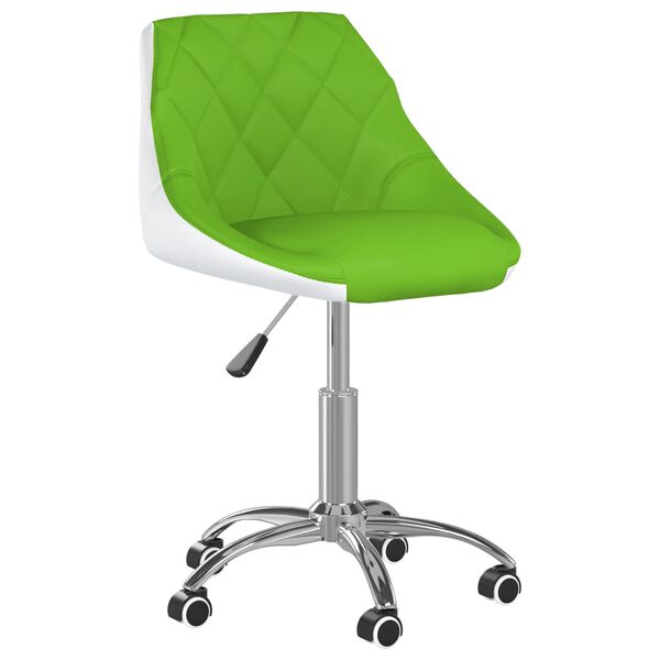 vidaXL Silla de comedor giratoria de cuero sint&eacute;tica verde y blanco