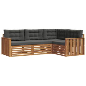 vidaXL Conjunto de sof&aacute;s de exterior 4 pcs Natural y Antracita