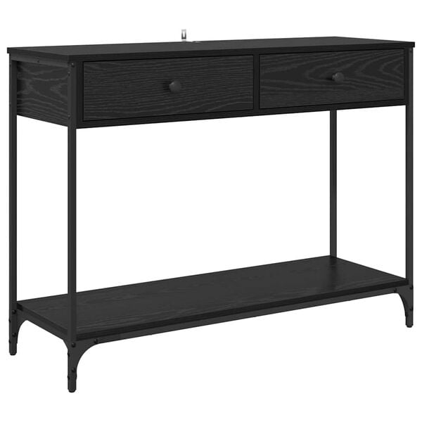 vidaXL Mesa Consola con caj&oacute;n Roble Negro 100 x 34,5 x 75 cm