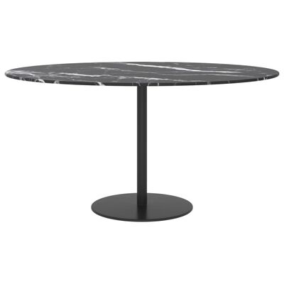 vidaXL Tablero de mesa diseño mármol vidrio templado negro Ø80x1 cm