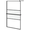 vidaXL Mampara ducha con estante vidrio ESG y aluminio negro 115x195cm