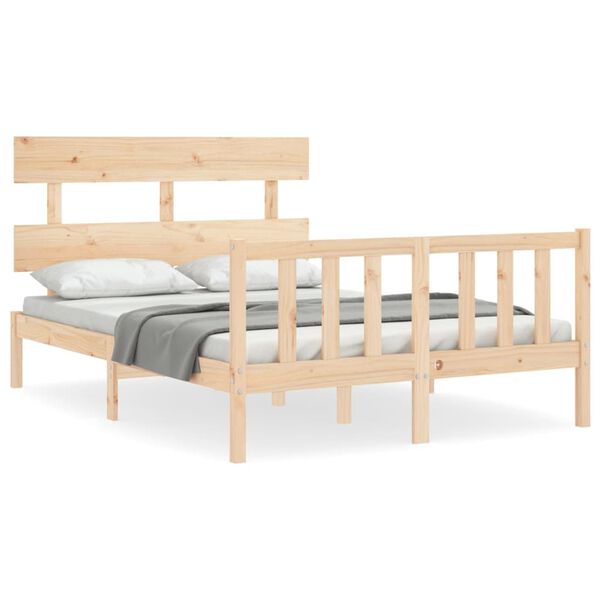 vidaXL Estructura de cama sin colchón madera maciza de pino 140x190 cm