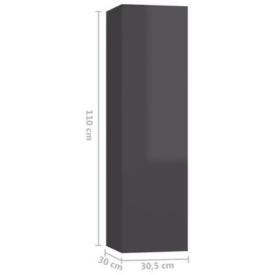 vidaXL Muebles para TV 4 uds aglomerado gris brillo 30,5x30x110 cm