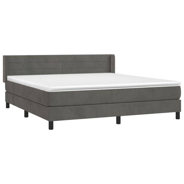 vidaXL Cama box spring con colch&oacute;n terciopelo gris oscuro 180x200 cm