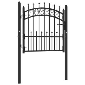 vidaXL Puerta de valla EMMEN con pinchos de acero, 104x87 cm, negro