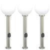 vidaXL Balizas de luz con toma de corriente, 3 unidades, 80 cm, acero inoxidable, IP44