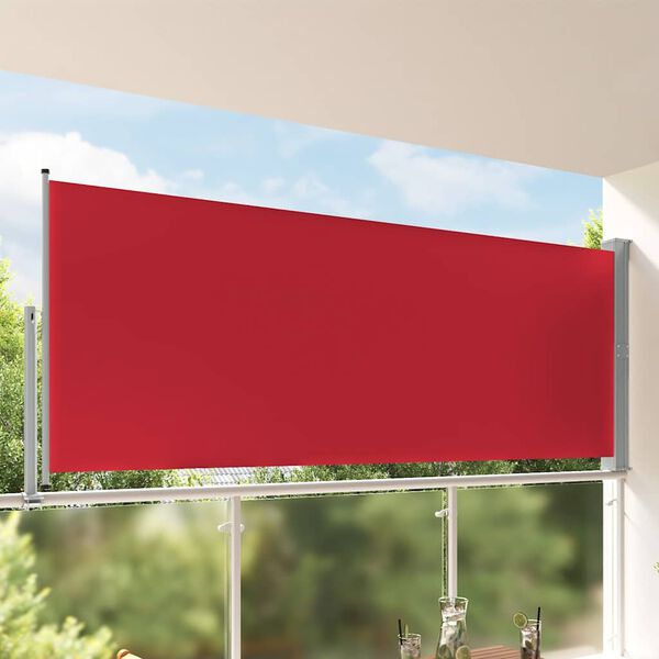 vidaXL Toldo lateral retr&aacute;ctil de patio rojo 140x300 cm